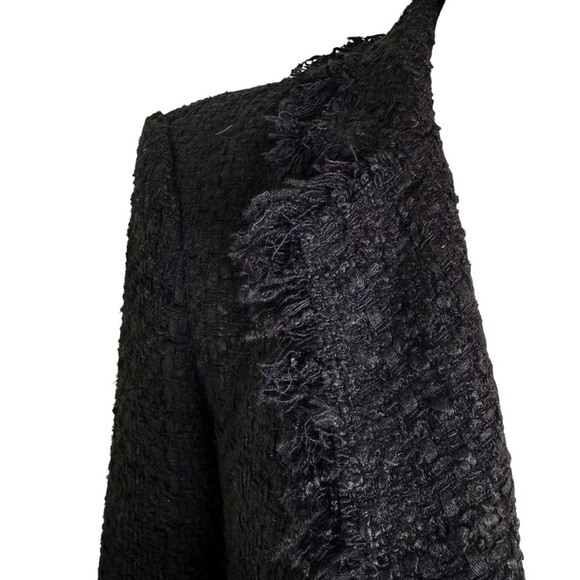 Zara Tweed Textured Boucle Pearl Button Blazer Jacket Black Size XS - Picture 7 of 15